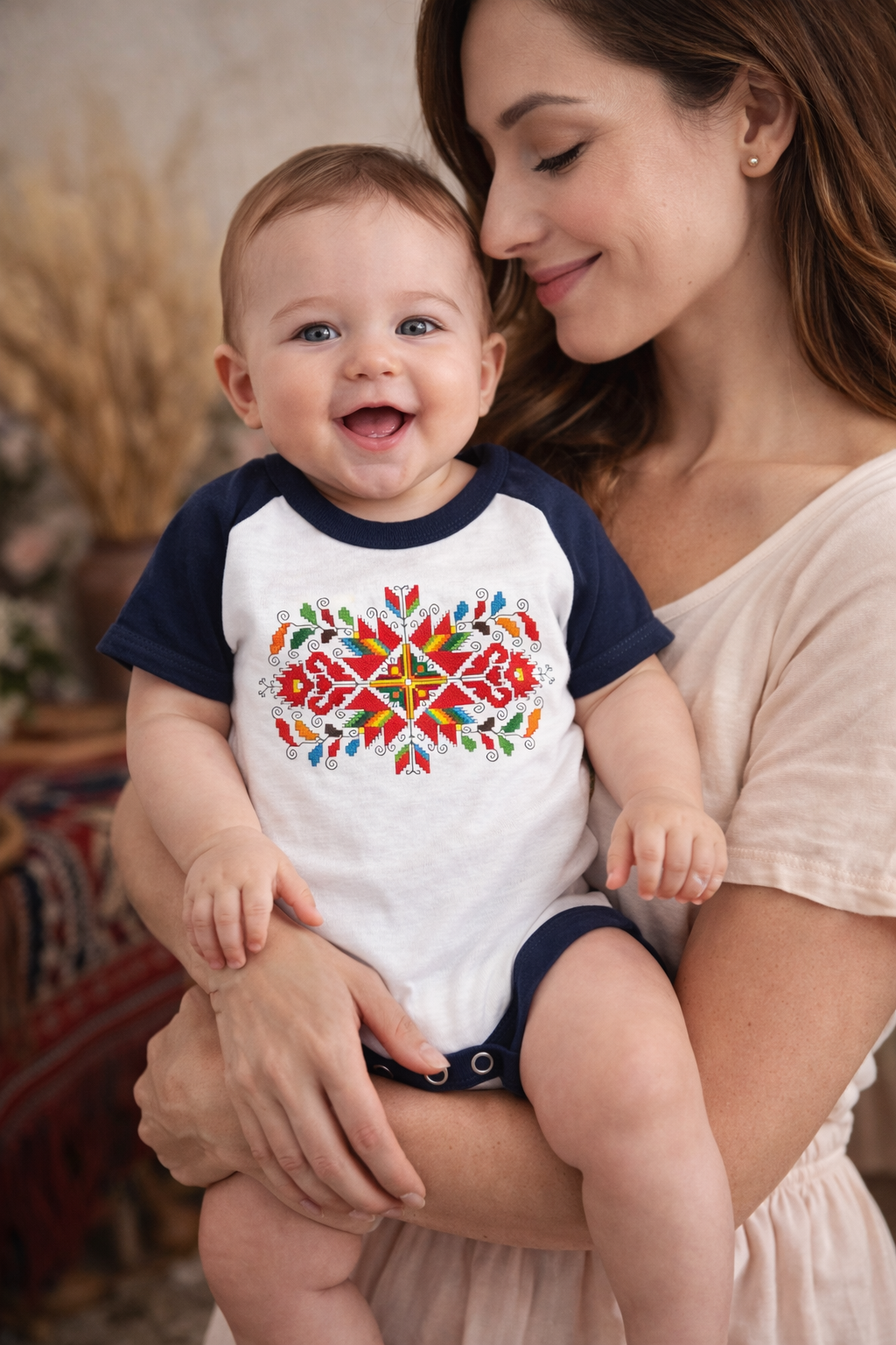 Бебешко боди с българска шевица – Bulgarian  Baby Bodysuit, фолклорен мотив, подарък за българче
