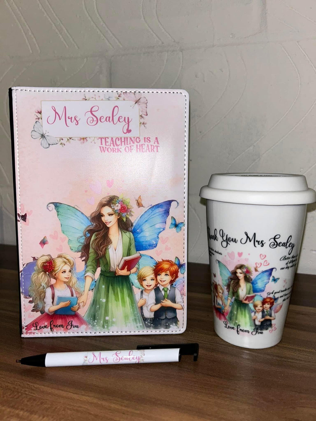 Personalised Teacher Gift Set – Custom Notebook,Custom Pen & Custom Travel Mug – Custom Name