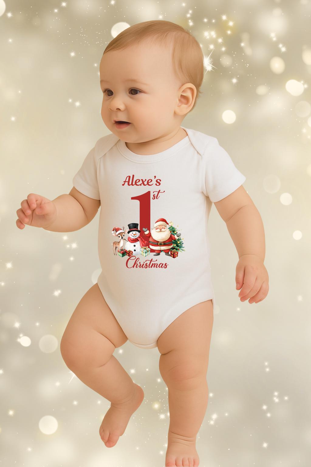 My First Christmas Bodysuit: Santa Reindeer Holiday Outfit