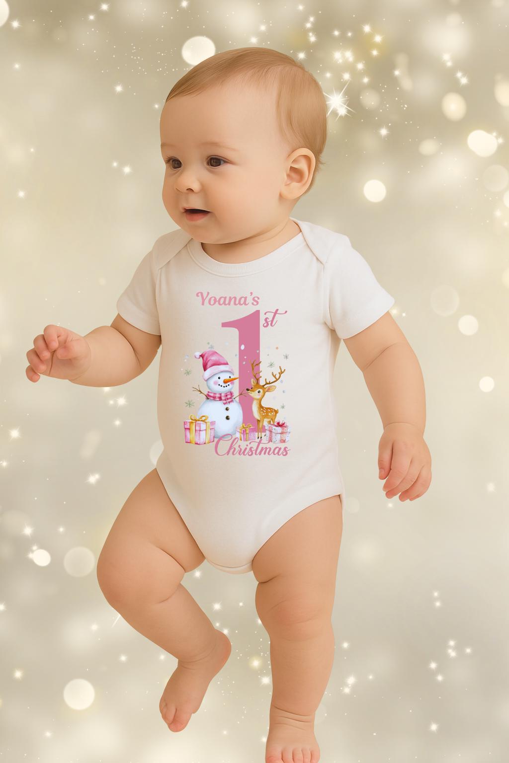 My First Christmas Bodysuit: Santa Reindeer Holiday Outfit