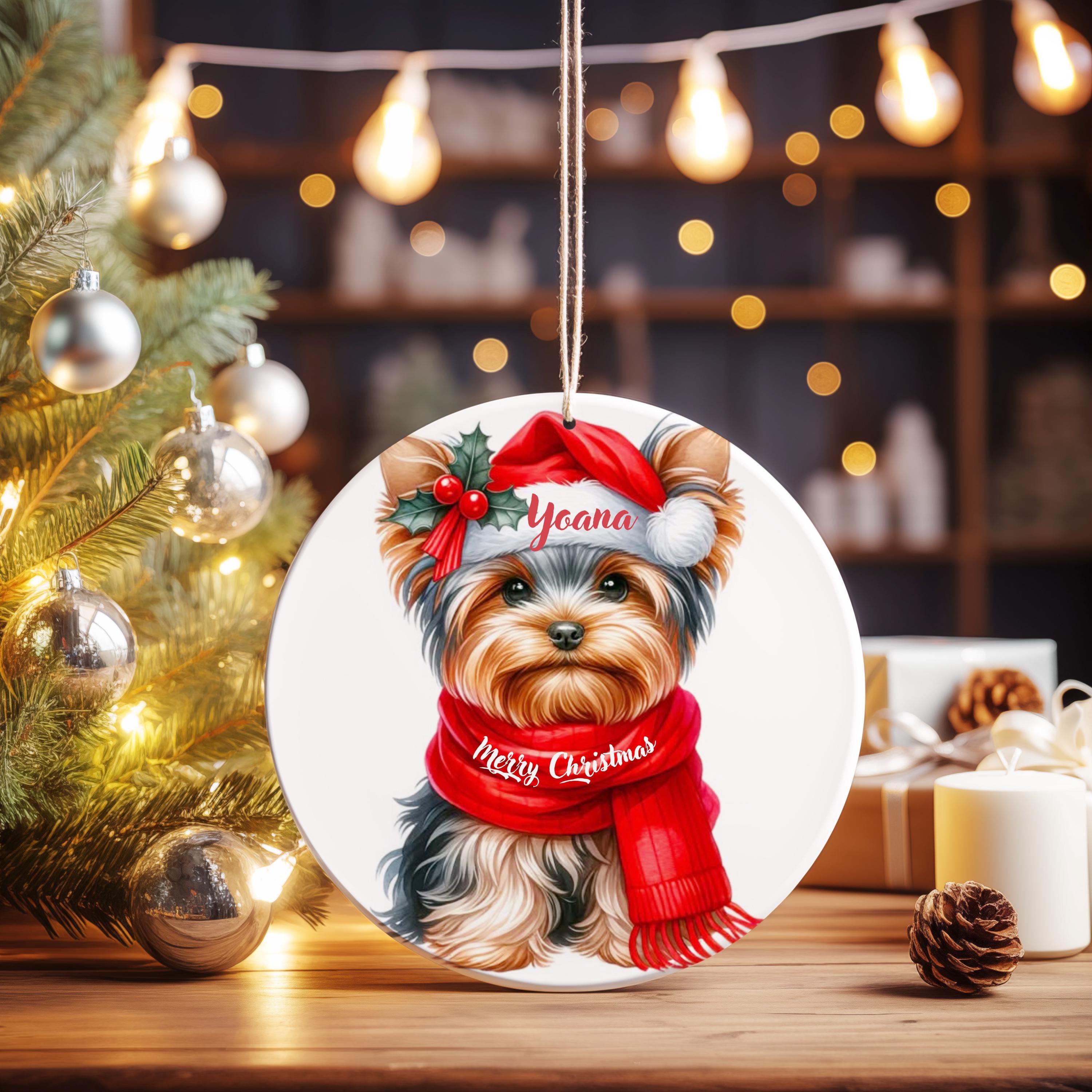 Personalised Yorkshire Terrier Christmas Ornament: Sublimation Print Metal Bauble