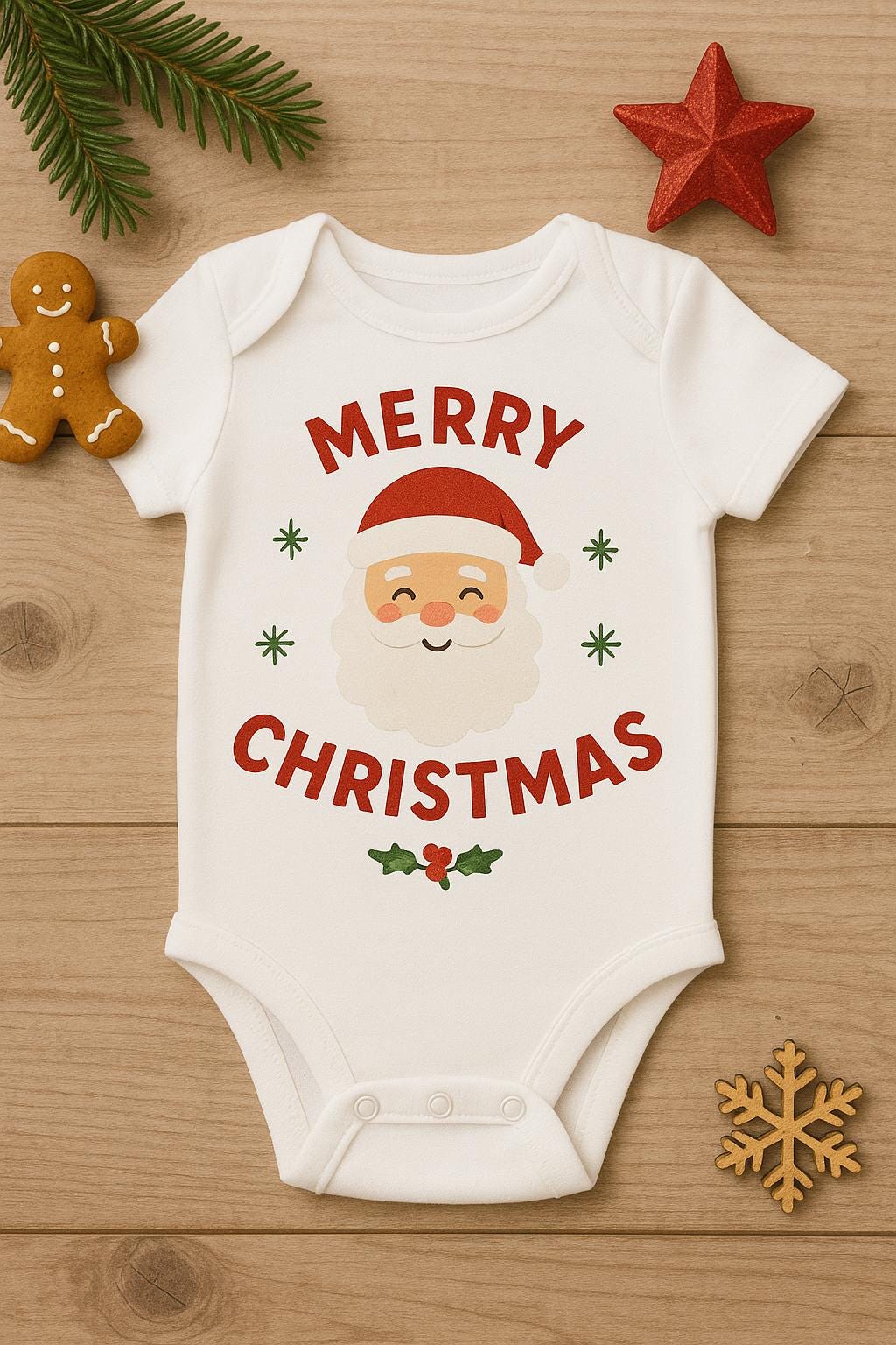 My First Christmas Baby Onesie: Santa Reindeer Holiday Outfit