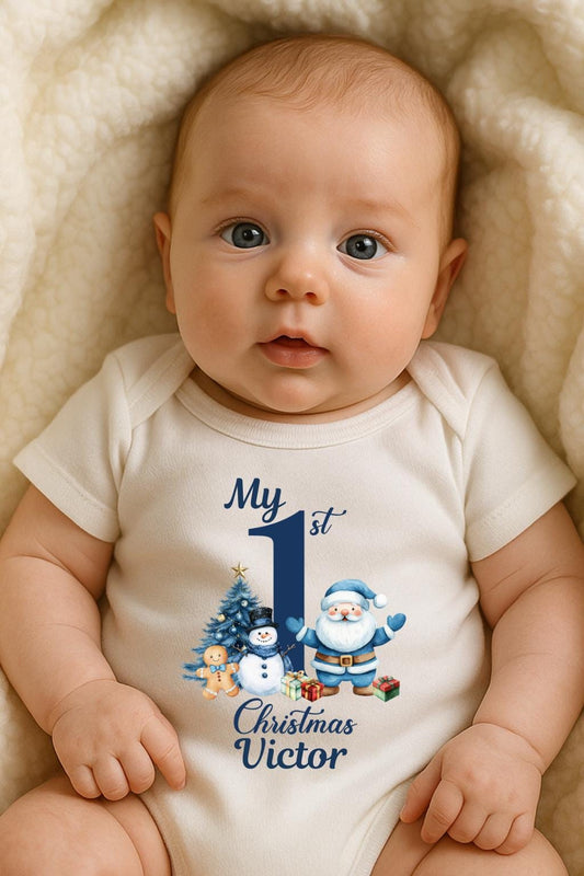My First Christmas Bodysuit: Santa Reindeer Holiday Outfit