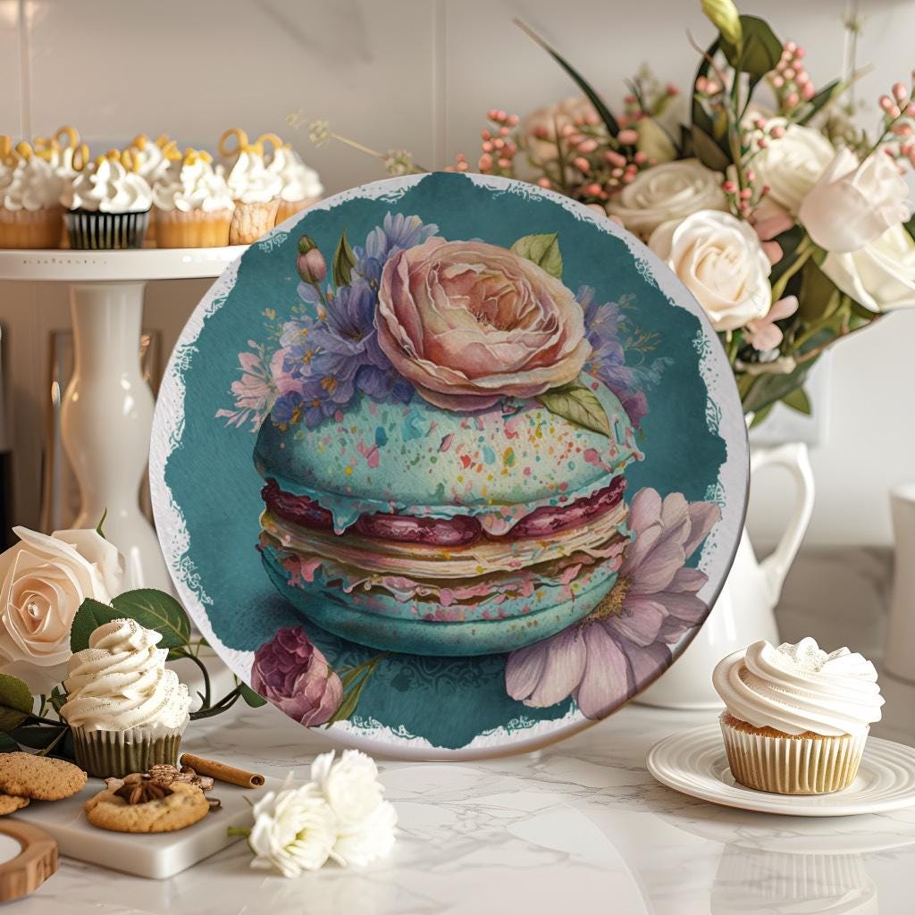 ✨ Macaron Floral Glass Board – A Touch of Sweet Elegance
Bring charm and style into your kitchen with this beautifully illustrated round glass board featuring a delicate macaron and blooming florals. Whether you use it as a cake tray, serving platter, or decorative piece, it will add a touch of elegance to any space.
🌸 Ideal for birthdays, tea parties, or as a thoughtful gift
💠 Size: 30 cm diameter
🔹 Material: Textured tempered glass
✘ Not dishwasher safe – hand wash only