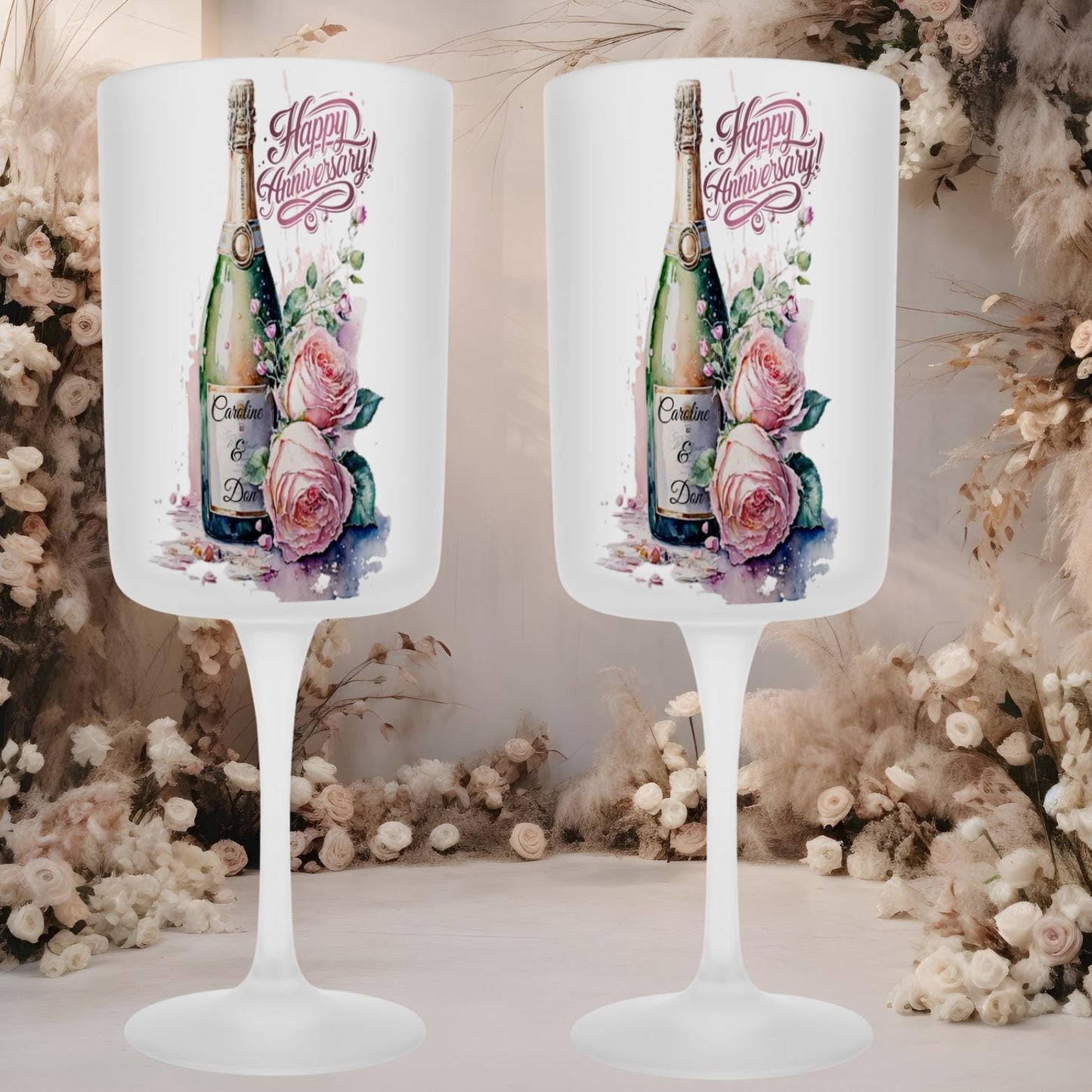 Personalised Champagne Wooden Wine Gift Box. Custom Printed Wedding Christmas, Valentines, Anniversary Engagement Gift