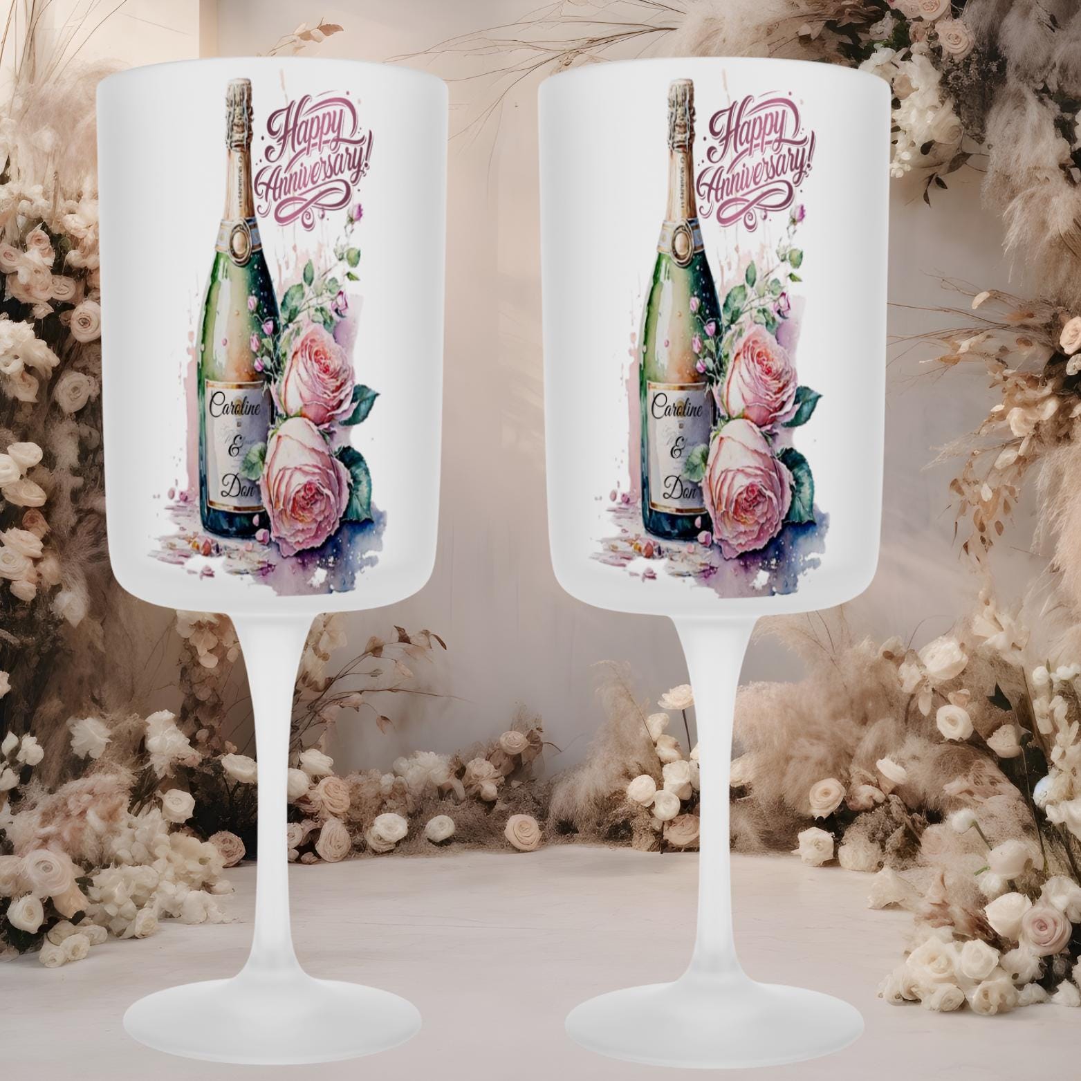 Personalised Champagne Wooden Wine Gift Box. Custom Printed Wedding Christmas, Valentines, Anniversary Engagement Gift