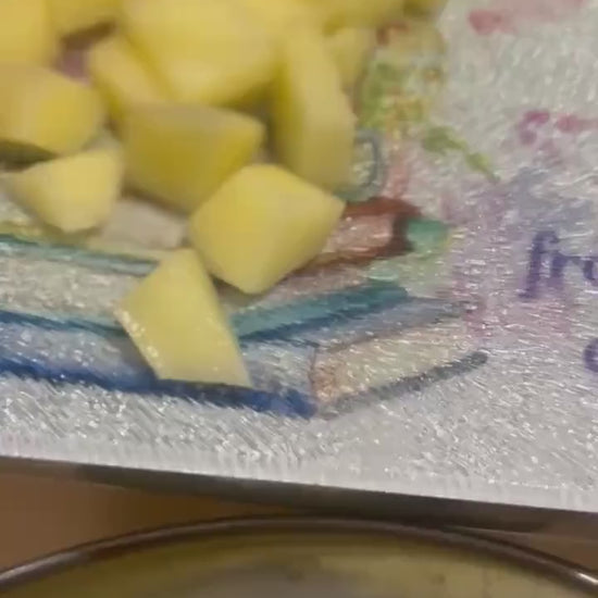 Personalized Christmas Glass Cutting Board: Holiday Cottage Decor, 30cm