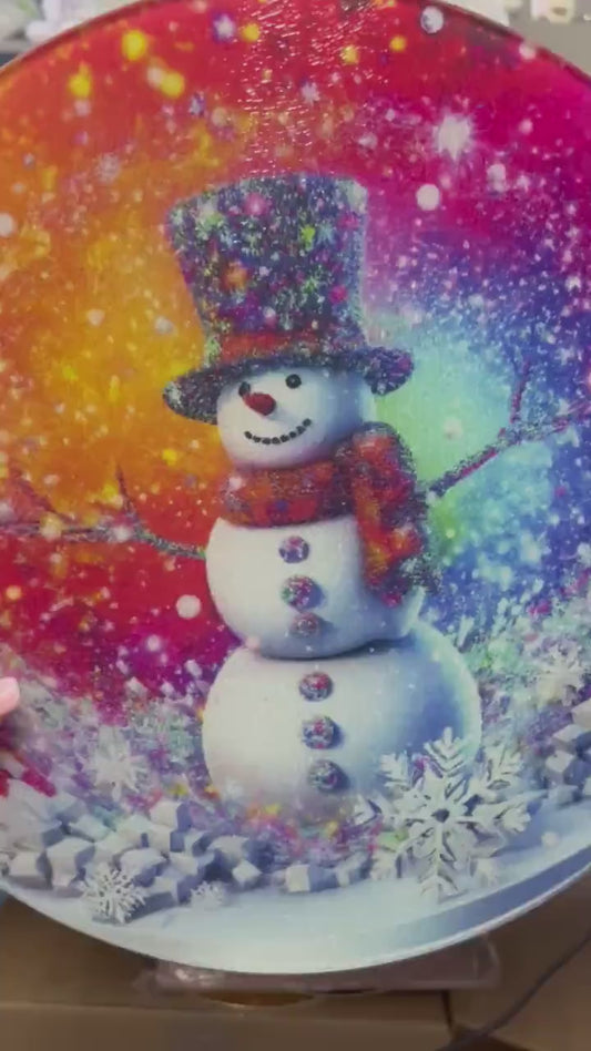 Christmas Goats Glass Cutting Board: Holiday Serving Tray