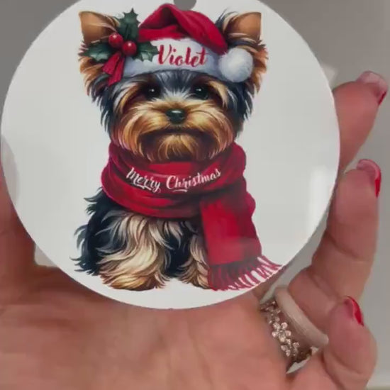 Personalised Yorkshire Terrier Christmas Ornament: Sublimation Print Metal Bauble