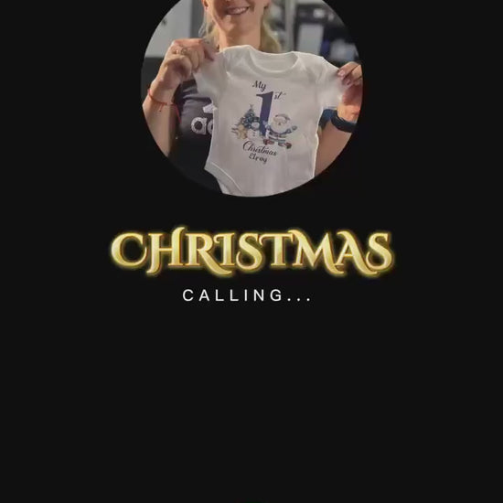 My First Christmas Baby Onesie: Reindeer, Santa, or Dino Design