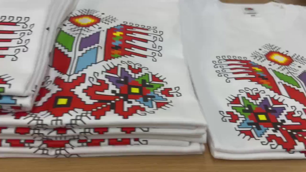 Bulgarian Folk T-Shirt | Unisex White Cotton Tee | Traditional Red Design | DTF Print | Men Women XS-4XL