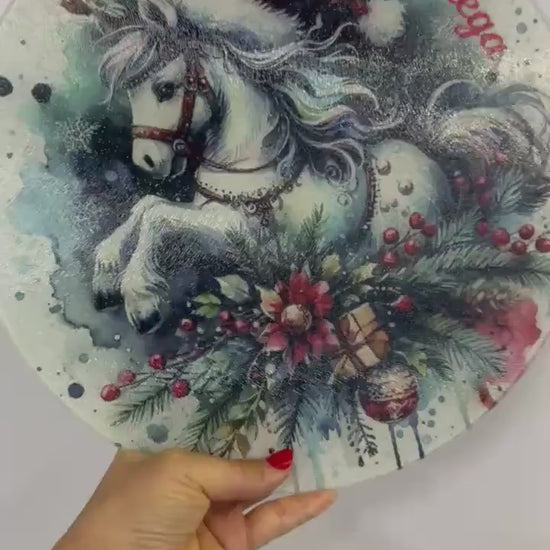 Custom Christmas Glass Cutting Board: Tempered Glass Serving Tray